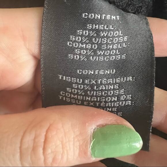 Vince Camuto Black Wool Blend Belted Trench Coat - Picture 5 of 6